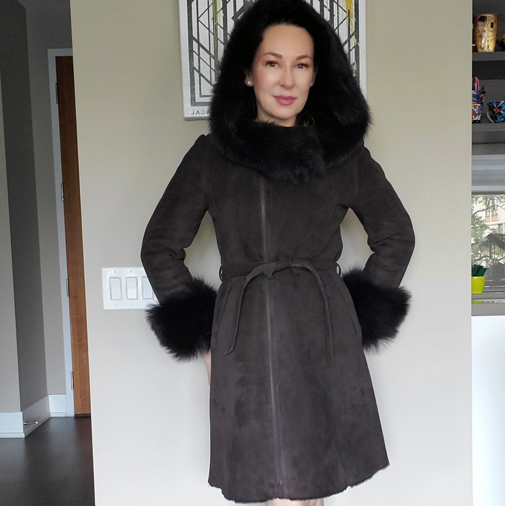 👑 4X HOST PICK 👑 🔥NEW 🔥 Genuine Shearling Coat with Hood - Picture 11 of 16